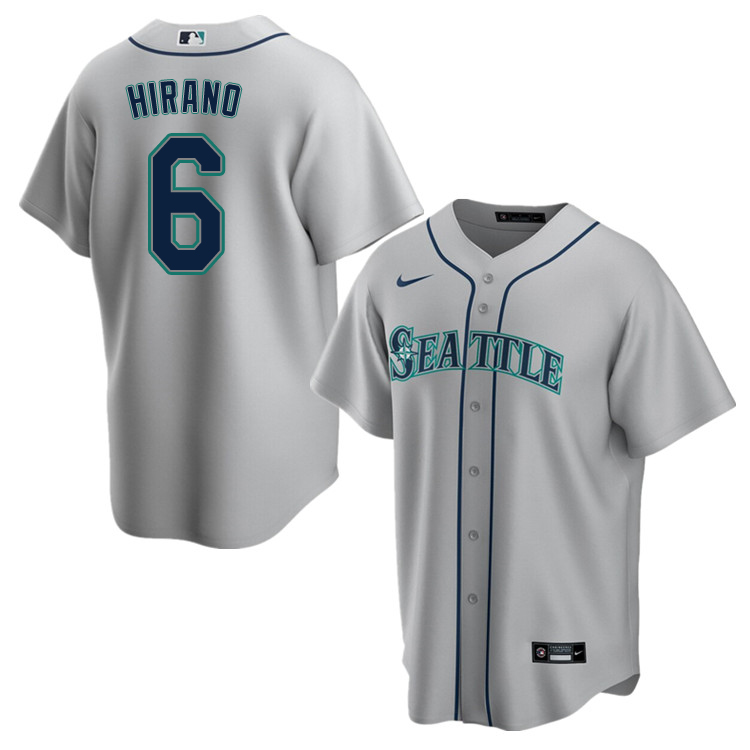 Nike Men #6 Yoshihisa Hirano Seattle Mariners Baseball Jerseys Sale-Gray - Click Image to Close